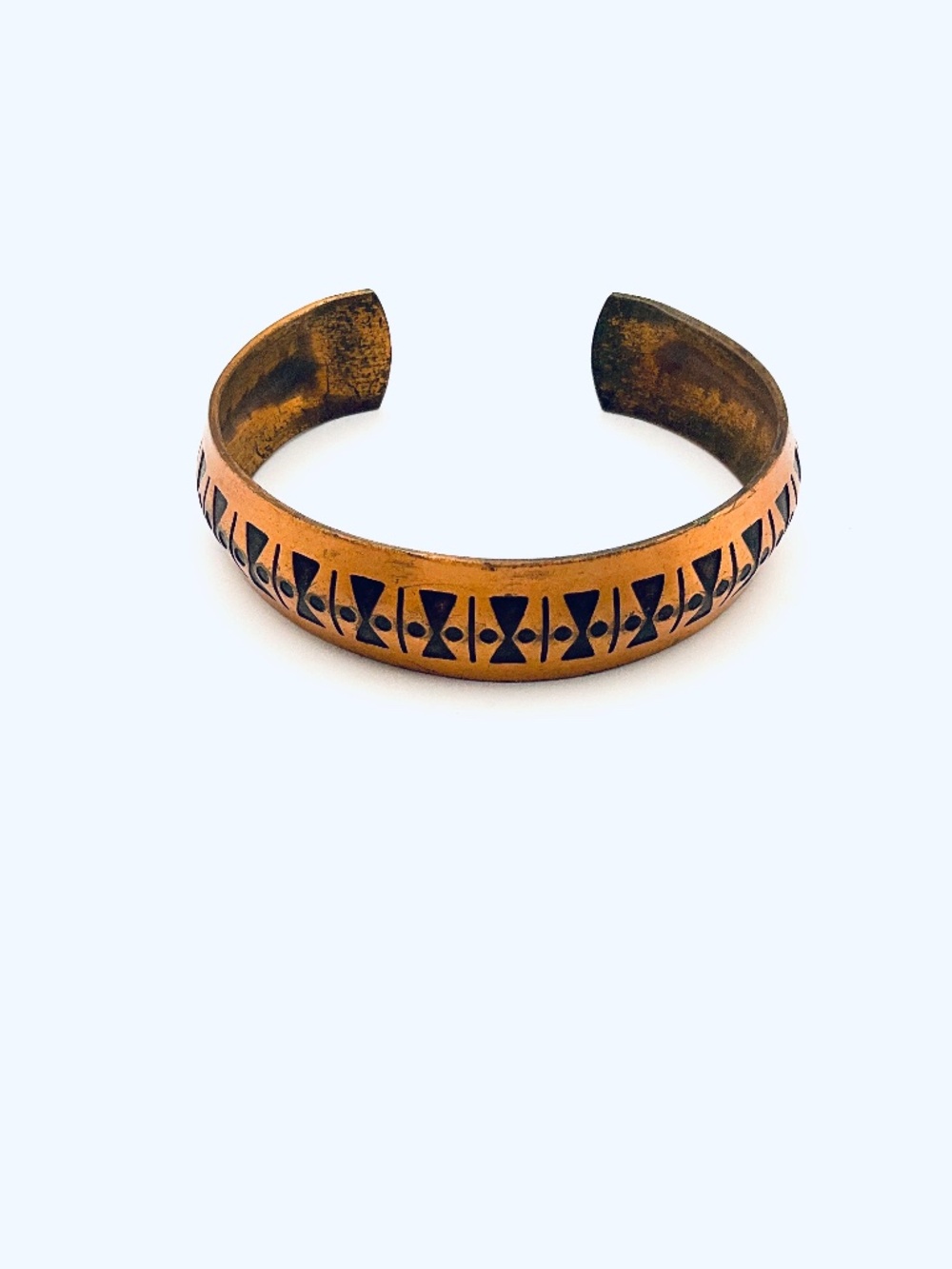 GENUINE VINTAGE COPPER 7" Tribal Stamped Pattern Cuff Bracelet